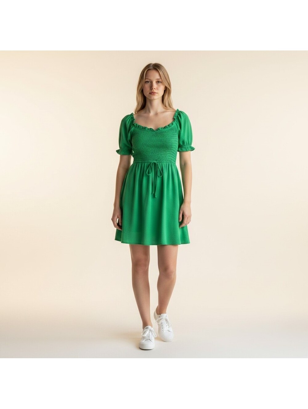 Altar'd State Dress Women M Medium Green Sheath Midi Short Sleeve Stretch Casual